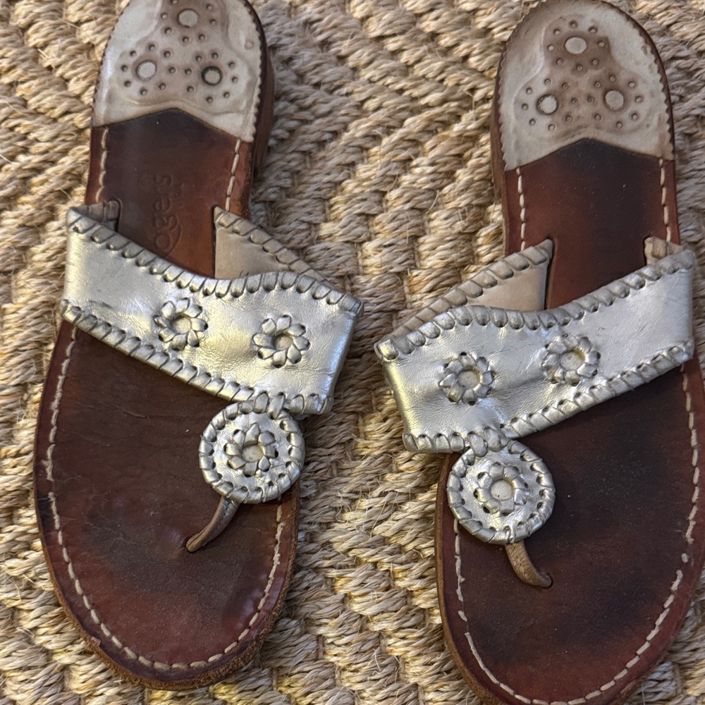 Women's  Jack Rogers Silver Leather Sandals